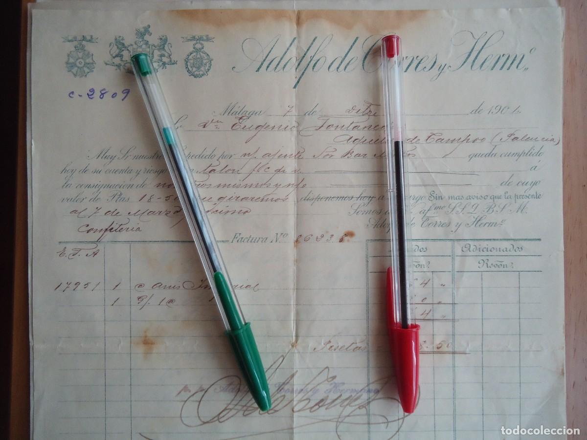 Facturas antiguas: adolfo torres malaga 1901 anis imperial licor vino co&ntilde;ac malague&ntilde;o andalucia andaluz aguardiente