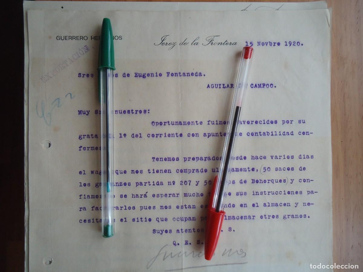 Facturas antiguas: factura guerrero jerez de frontera cadiz 1920 gaditano andalucia garbanzo bohorquez exportacion