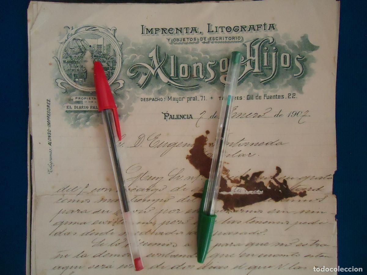 Facturas antiguas: imprenta litografia alonso palencia 1907 diario palentino periodico artes graficas oficina castilla