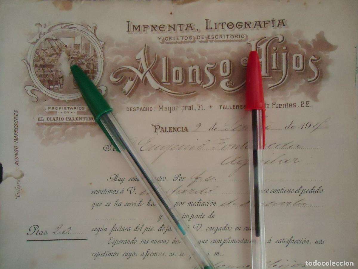 Facturas antiguas: imprenta litografia alonso palencia 1915 diario palentino periodico artes graficas oficina castilla