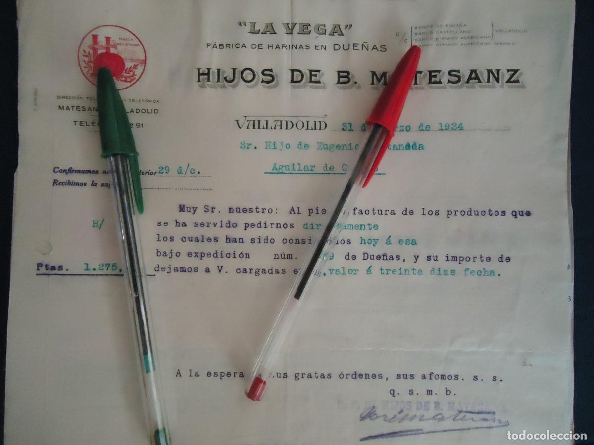 Facturas antiguas: harinas vega matesanz due&ntilde;as valladolid 1924 trigo cereal vallisoletano pucela castilla castellano