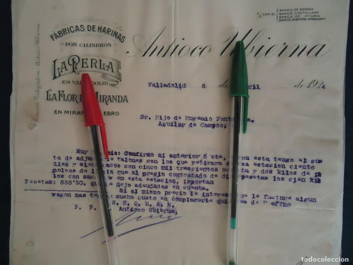 Facturas antiguas: harina antioco ubierna la flor miranda ebro valladolid 1924 trigo cereal vallisoletano pucela