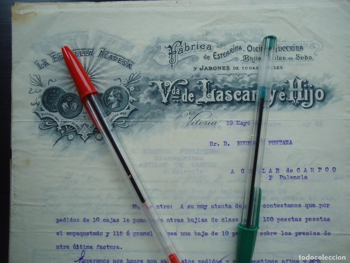 Facturas antiguas: estrella alavesa estearina oleira glicerina lascaray vitoria 1911 jabon vela cirios alava vitoriano
