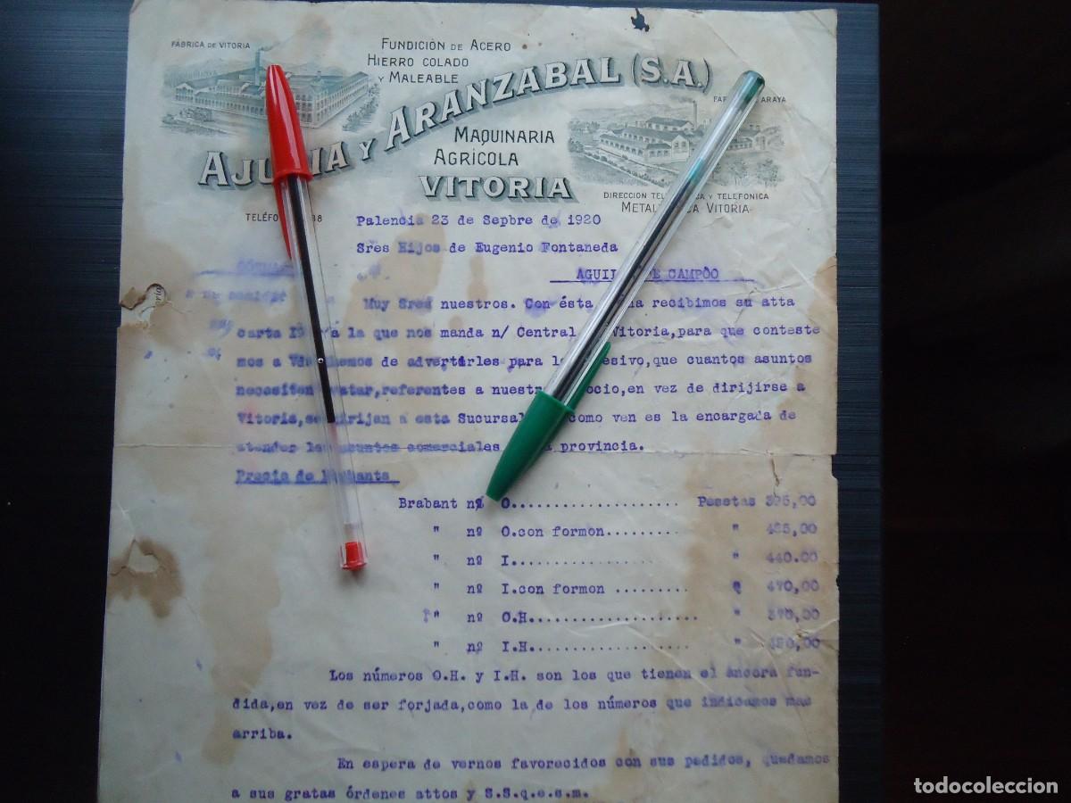 Facturas antiguas: ajuria aranzabal vitoria 1920 maquinaria agricola alava hierro colado acero vitoriano alaves tractor