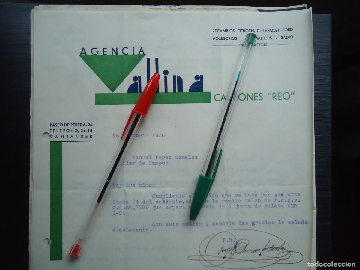 Facturas antiguas: vallina santander 1936 camion reo ford citroen chevrolet motor coche vehiculo cantabria monta&ntilde;esa