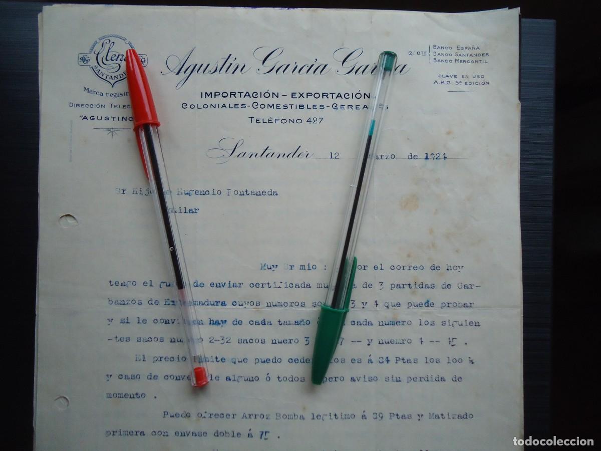 Facturas antiguas: ultramarinos coloniales elena santander 1924 cereal trigo cantabria monta&ntilde;esa importacion cantabra