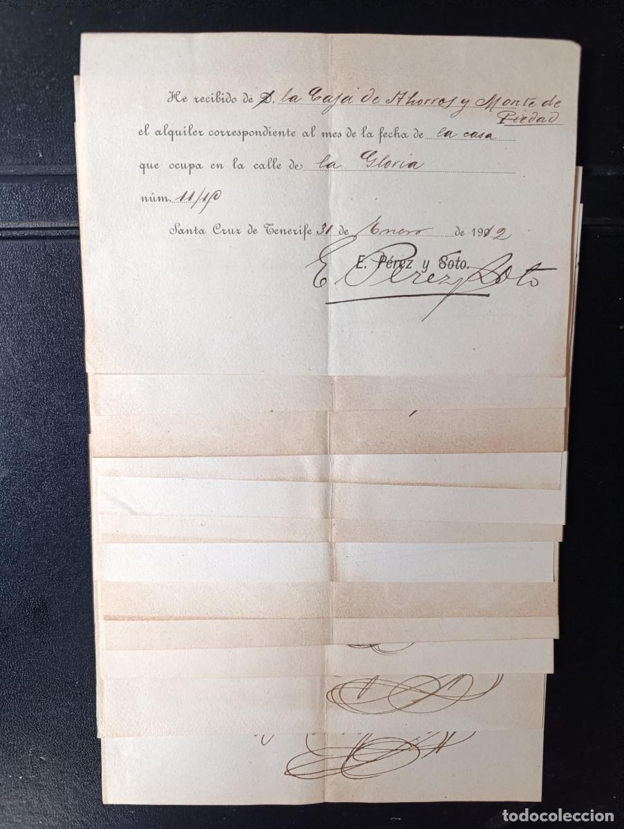 Facturas antiguas: EXCEPCIONAL LOTE DE FACTURAS DEL ALQUILER DE LA CASA DE ENRIQUE PEREZ SOTO. A&Ntilde;O COMPLETO 1912