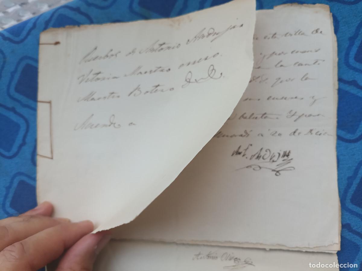 Facturas antiguas: Almorad&iacute;, Alicante, 4 recibos de Antonio And&uacute;jar Vitoria, maestro. 1862