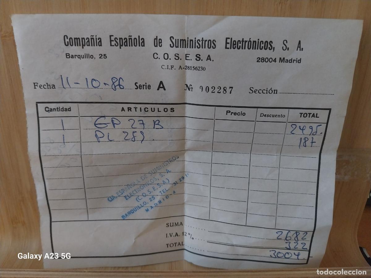Facturas antiguas: COSESA FACTURA RECIBO 1986 14.7X12.5CMS