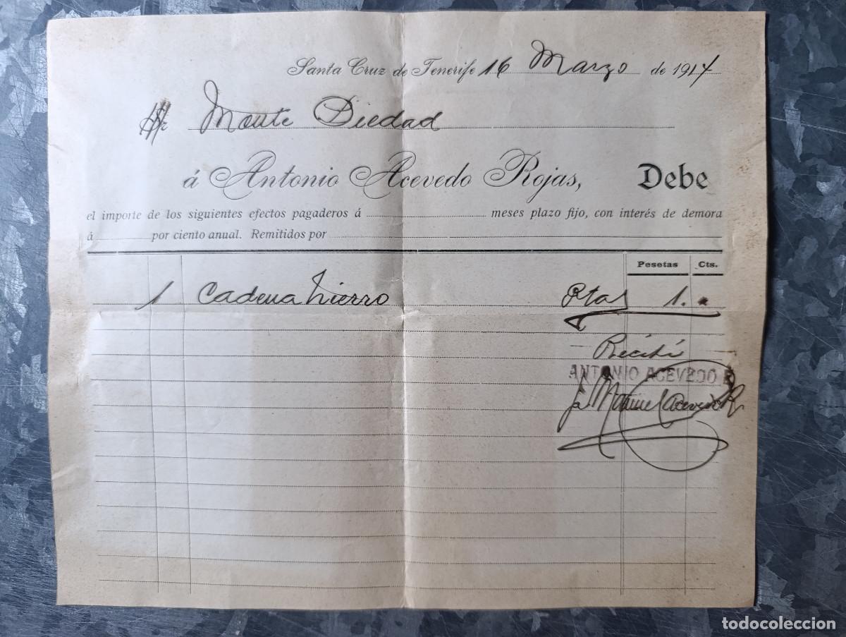 Facturas antiguas: FACTURA ANTIGUA ANTONIO ACEVEDO ROJAS-FIRMA ORIGINAL. SANTA CRUZ DE TENERIFE 16 DE MAYO DE 1914. A1.