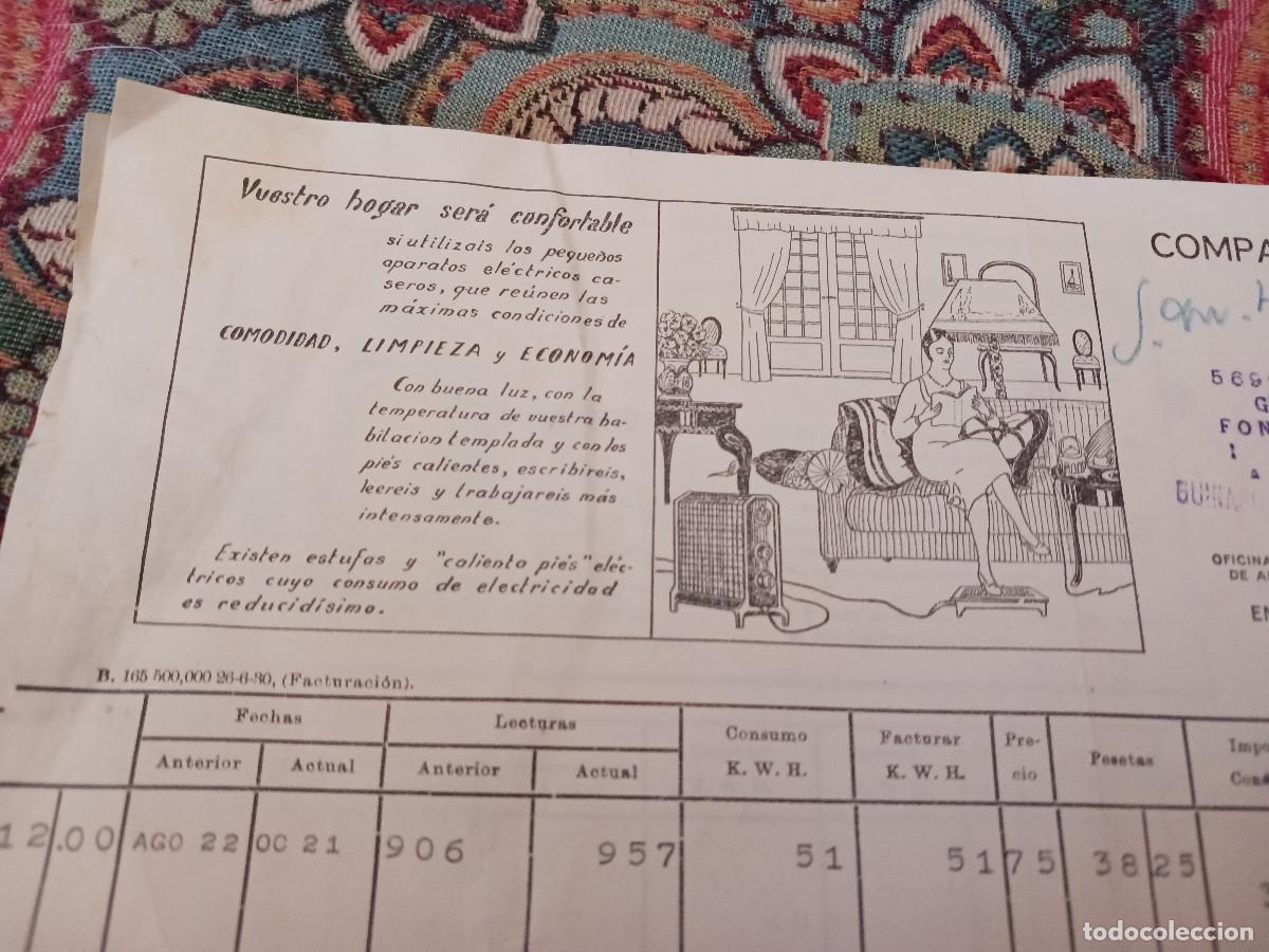 Facturas antiguas: compa&ntilde;ia barcelonesa de electricidad 1930, publicidad de estufas y calientapies