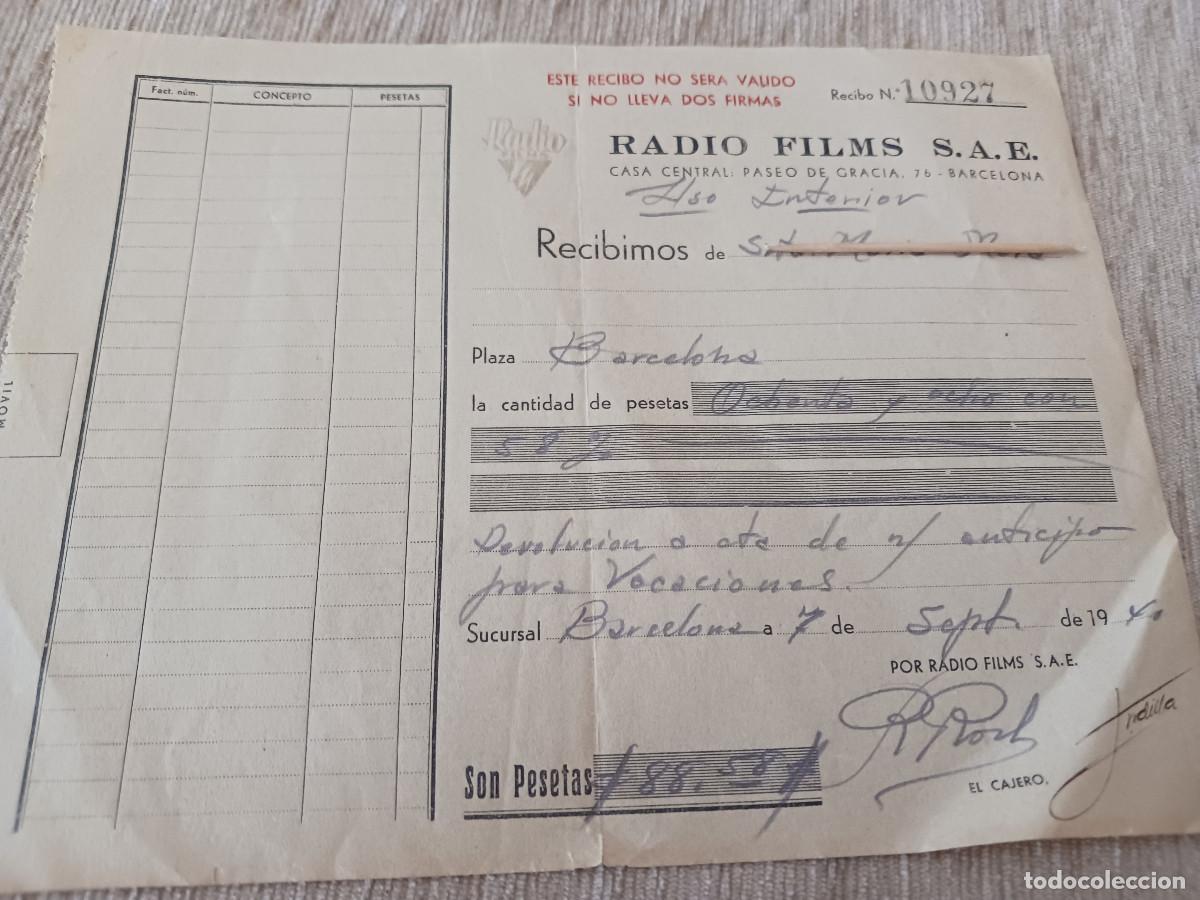 Facturas antiguas: FACTURA DE RADIO FILMS s.a.e., 1940