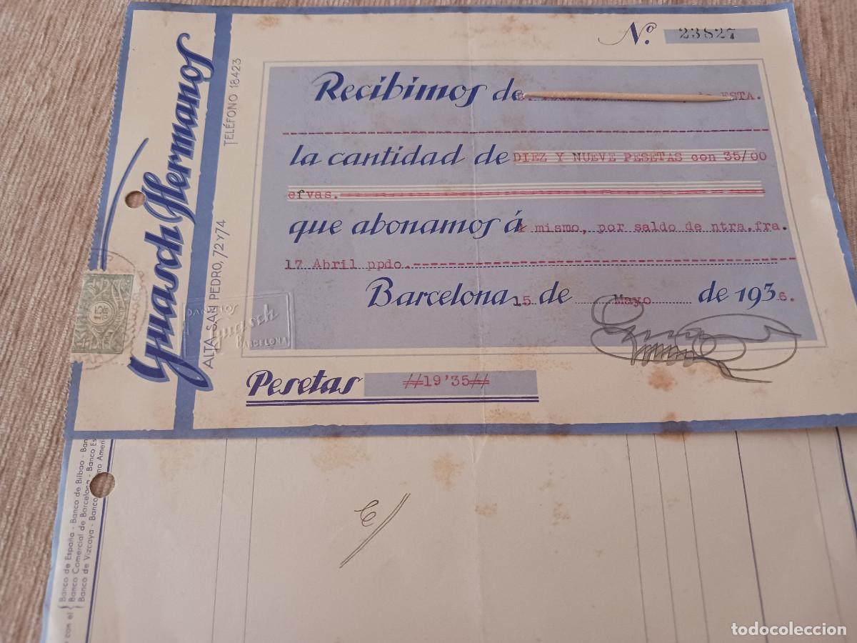 Facturas antiguas: ANTIGUA FACTURA Y RECIBO DE GUASCH HERMANOS ABRIL 1936