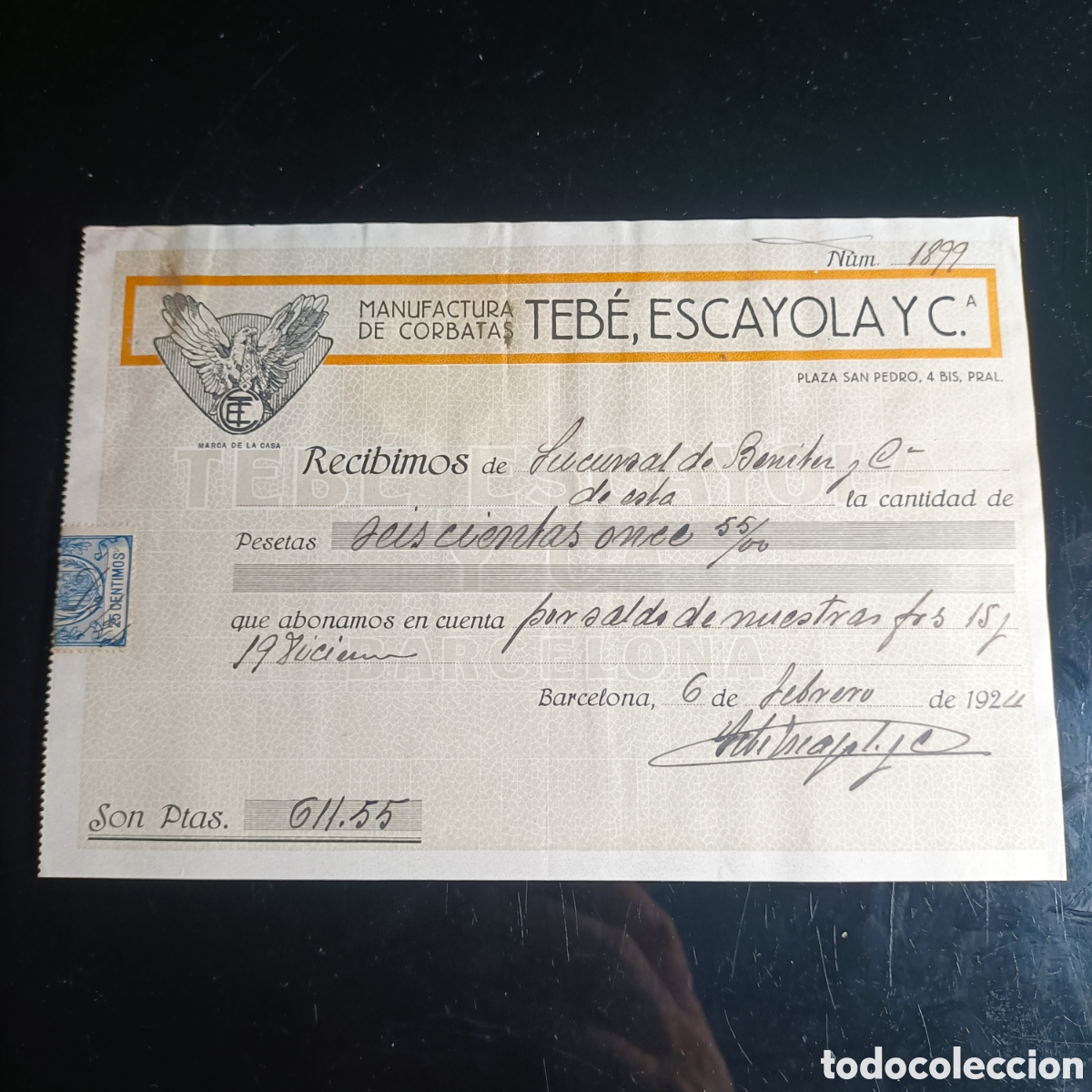 Facturas antiguas: FACTURA MANUFACTURA DE CORBATAS TENE, ESCAYOLA Y C.