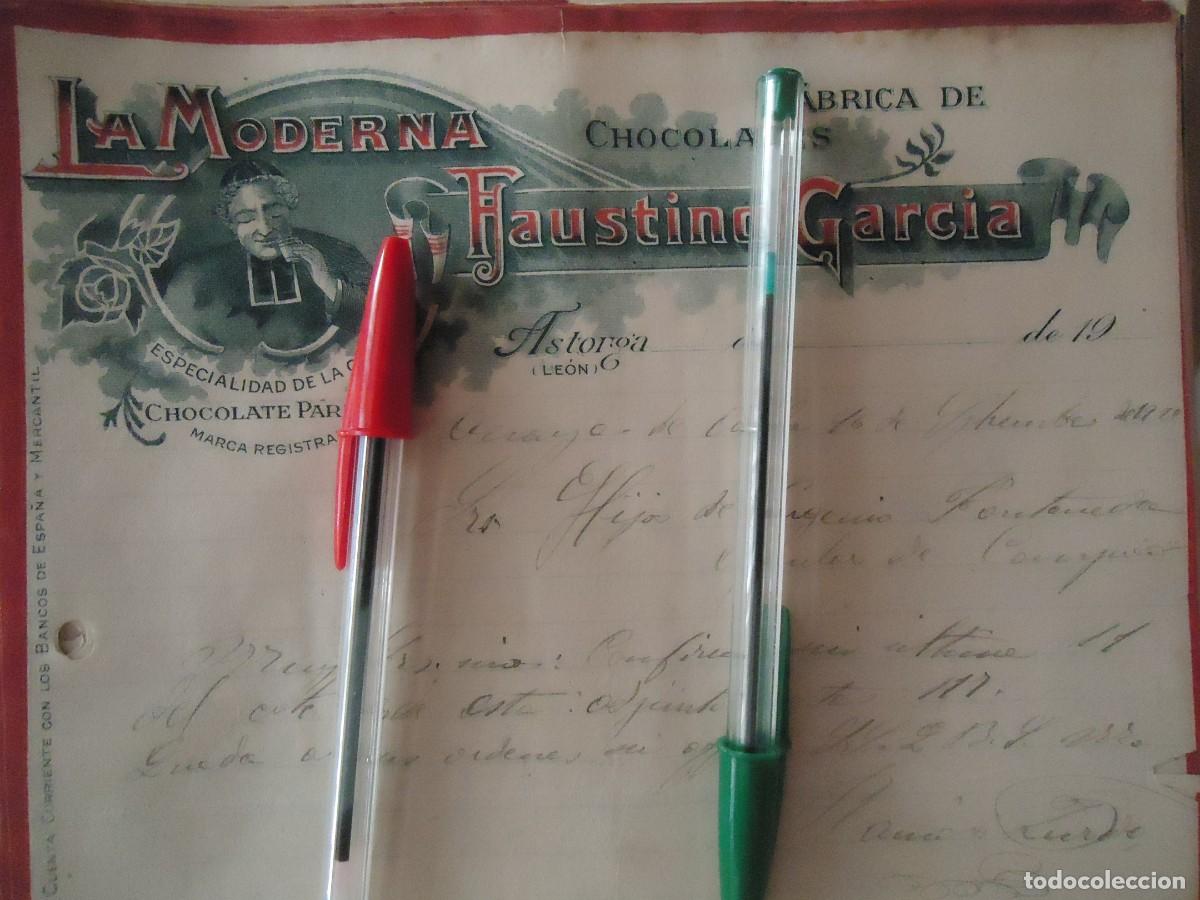 Facturas antiguas: chocolate faustino garcia moderna astorga leon bombon cafe pasteleria dulce leones maragato orbigo