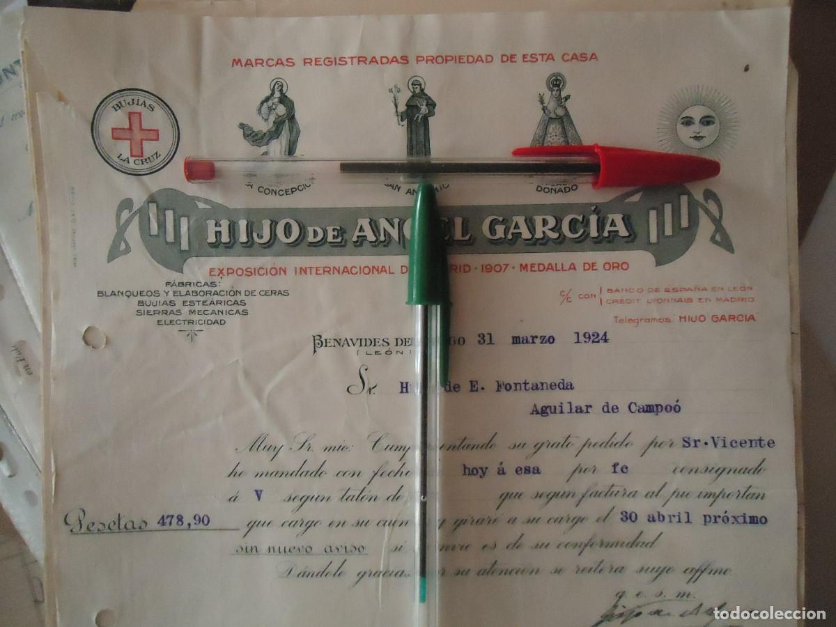 Facturas antiguas: angel garcia la cruz benavides orbigo leon bujiad sierras electricidad leones astorga benavidense