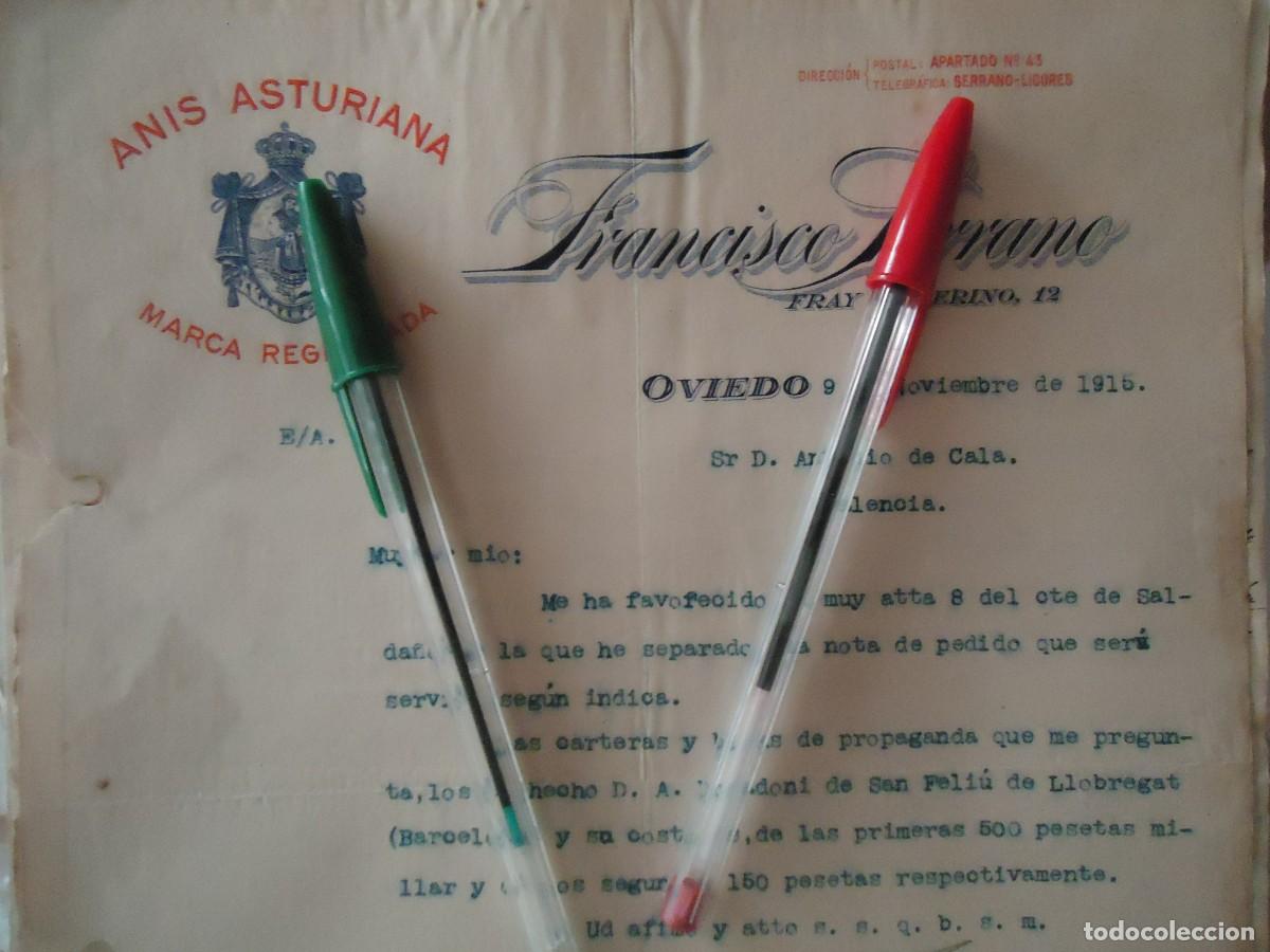 Facturas antiguas: anis asturiana francisco serrano oviedo asturias 1915 asturiana ovetense licor anisado aguardiente