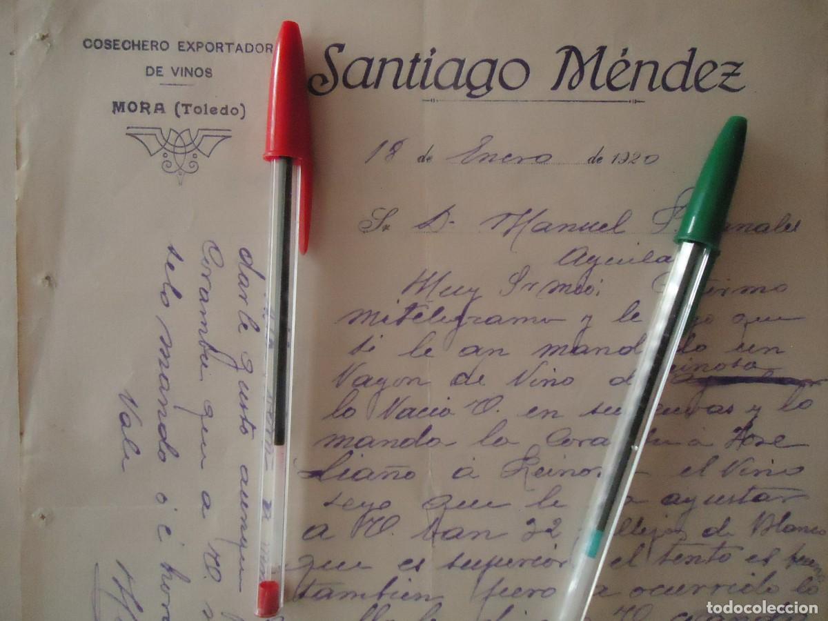 Facturas antiguas: factura santiago mendez mora toledo 1920 vino fino vid vendimia manchego mancha toledano