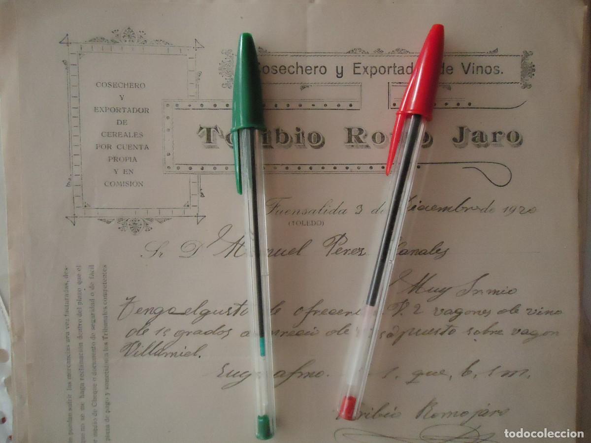 Facturas antiguas: factura toribio romo fuensalida toledo 1920 vino fino vid vendimia manchego mancha toledano