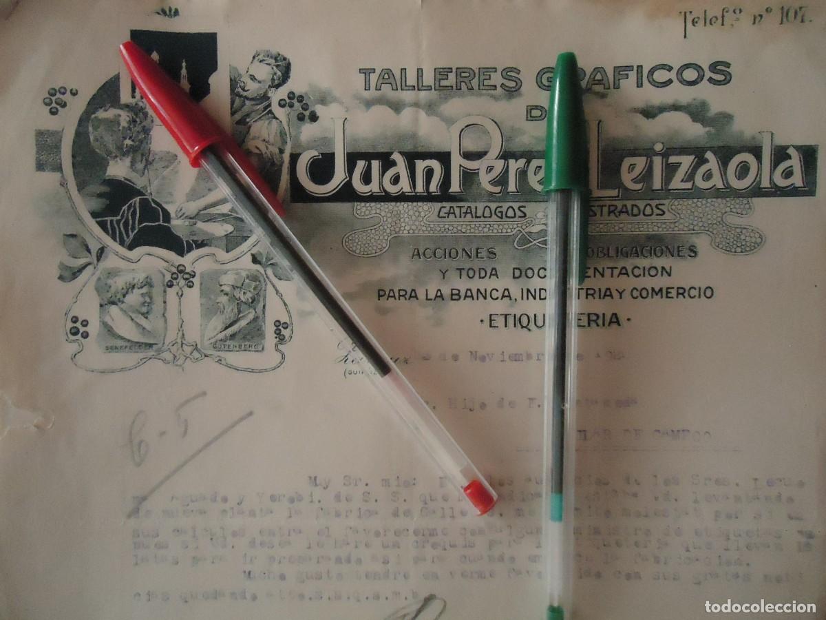 Facturas antiguas: taller grafico perez leizaola zarauz 1920 guipuzcoa imprenta litografia etiquetas zarautz urola
