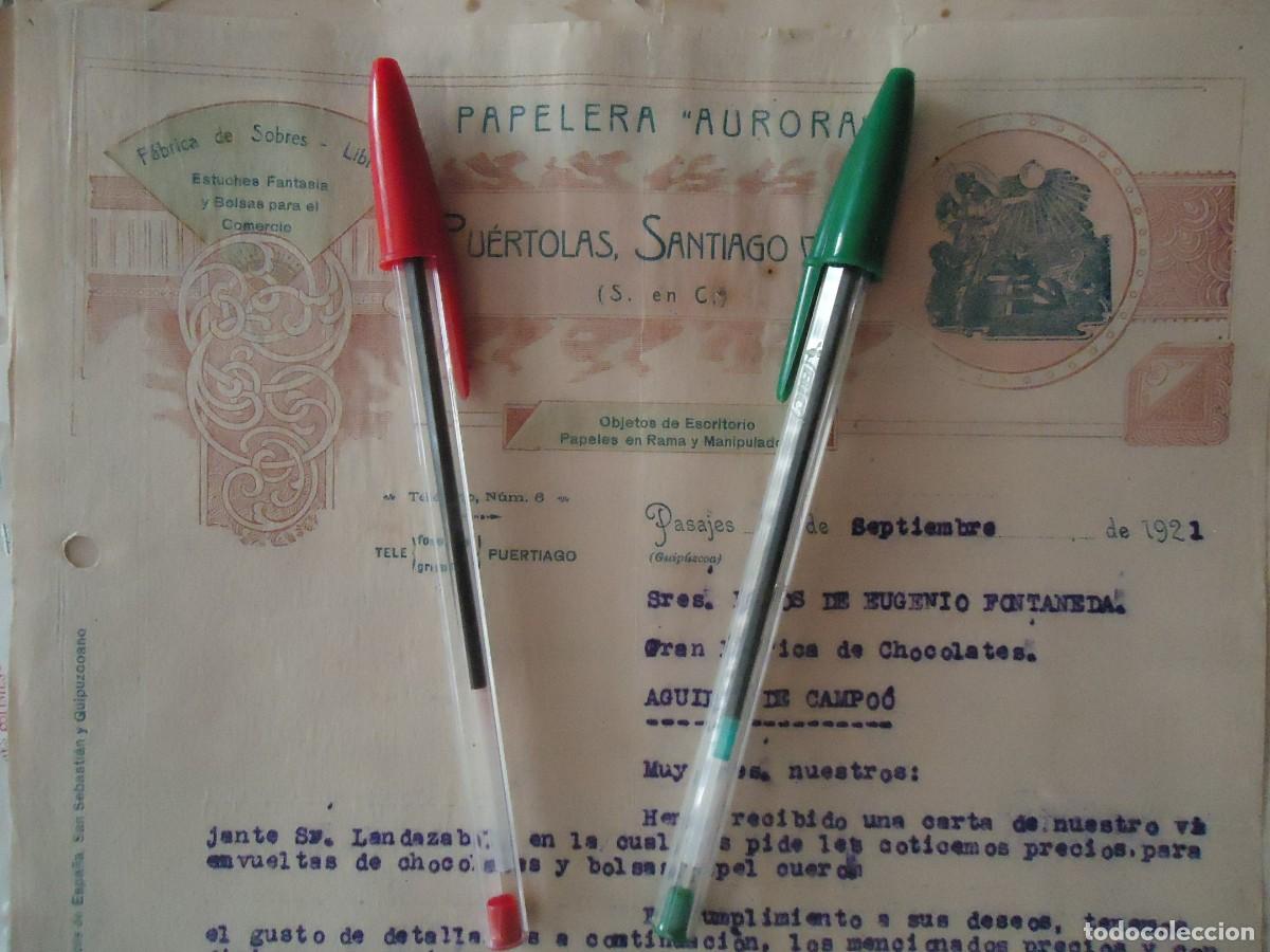 Facturas antiguas: factura papeleria aurora puertolas pasajes guipuzcoa 1921 imprenta graficas papel pasaia pasaitarra