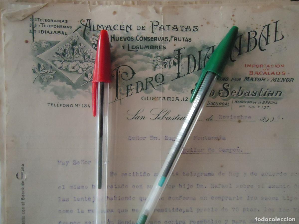 Facturas antiguas: factura idiazabal san sebastian guipuzcoa 1914 patata huevos legumbre fruta bacalao guipuzcoano