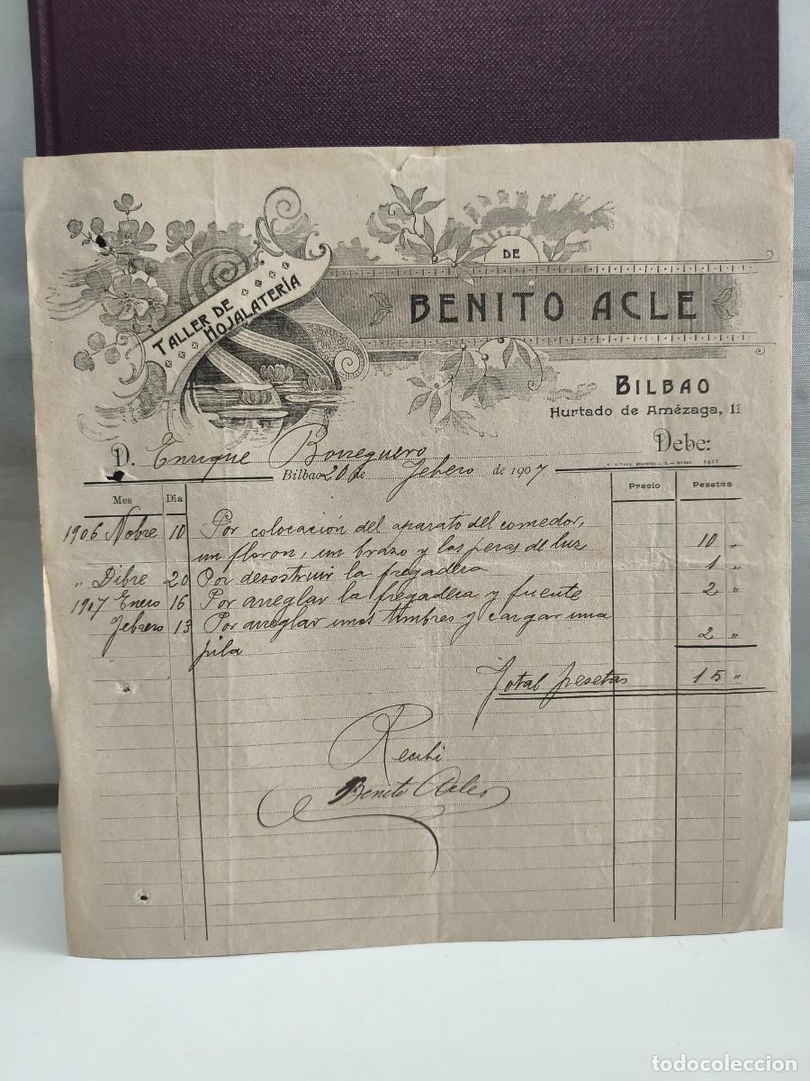 Fatture antiche: TALLER DE HOJALATERIA DE BENITO ACLE. BILBAO 1904