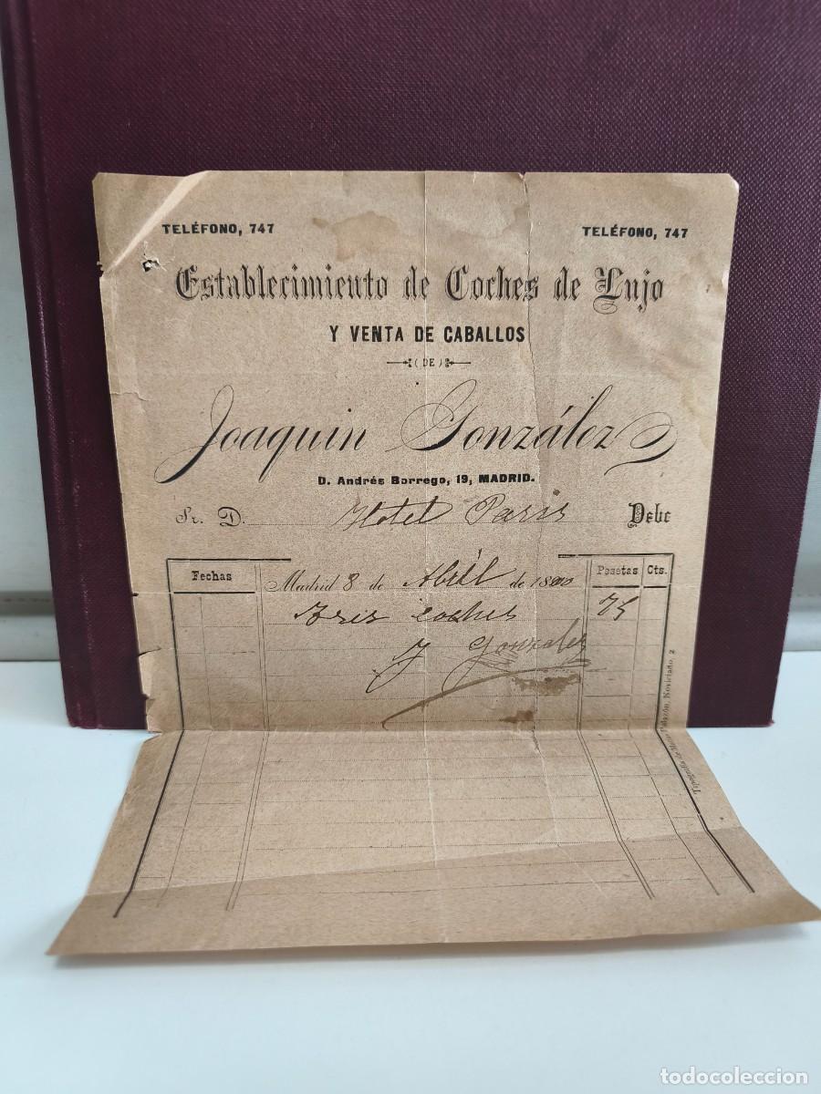 Factures anciennes: ESTABLECIMIENTO DE COCHES DE LUJO Y VENTA DE CABALLOS DE JOAQUIN GONZ&Aacute;LEZ. MADRID 1900