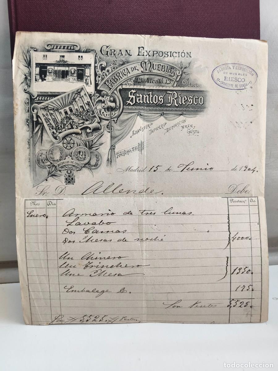 Factures anciennes: GRAN EXPOSICI&Oacute;N Y F&Aacute;BRICA DE MUEBLES SANTOS RIESCO. MADRID 1904