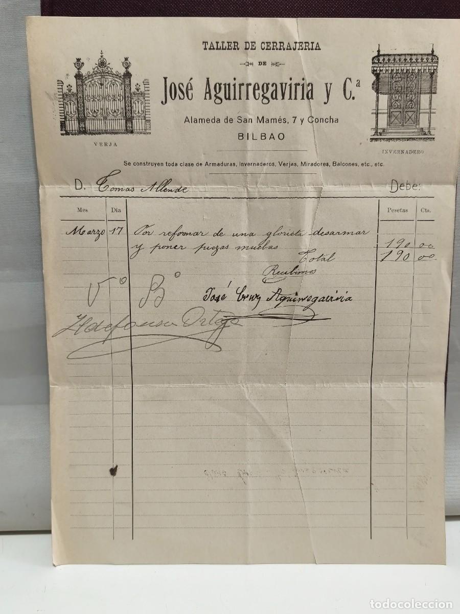 Faturas antigas: TALLER DE CERRAJERIA DE JOS&Eacute; AGUIRREGAVIRIA Y COMPA&Ntilde;IA. BILBAO