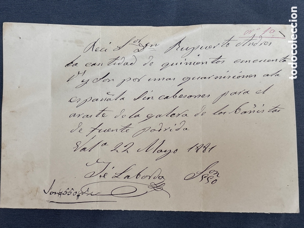 Fatture antiche: Valencia 1881 FACTURA por unas guarniciones de LOS BA&Ntilde;OS DE FUENTE PODRIDA