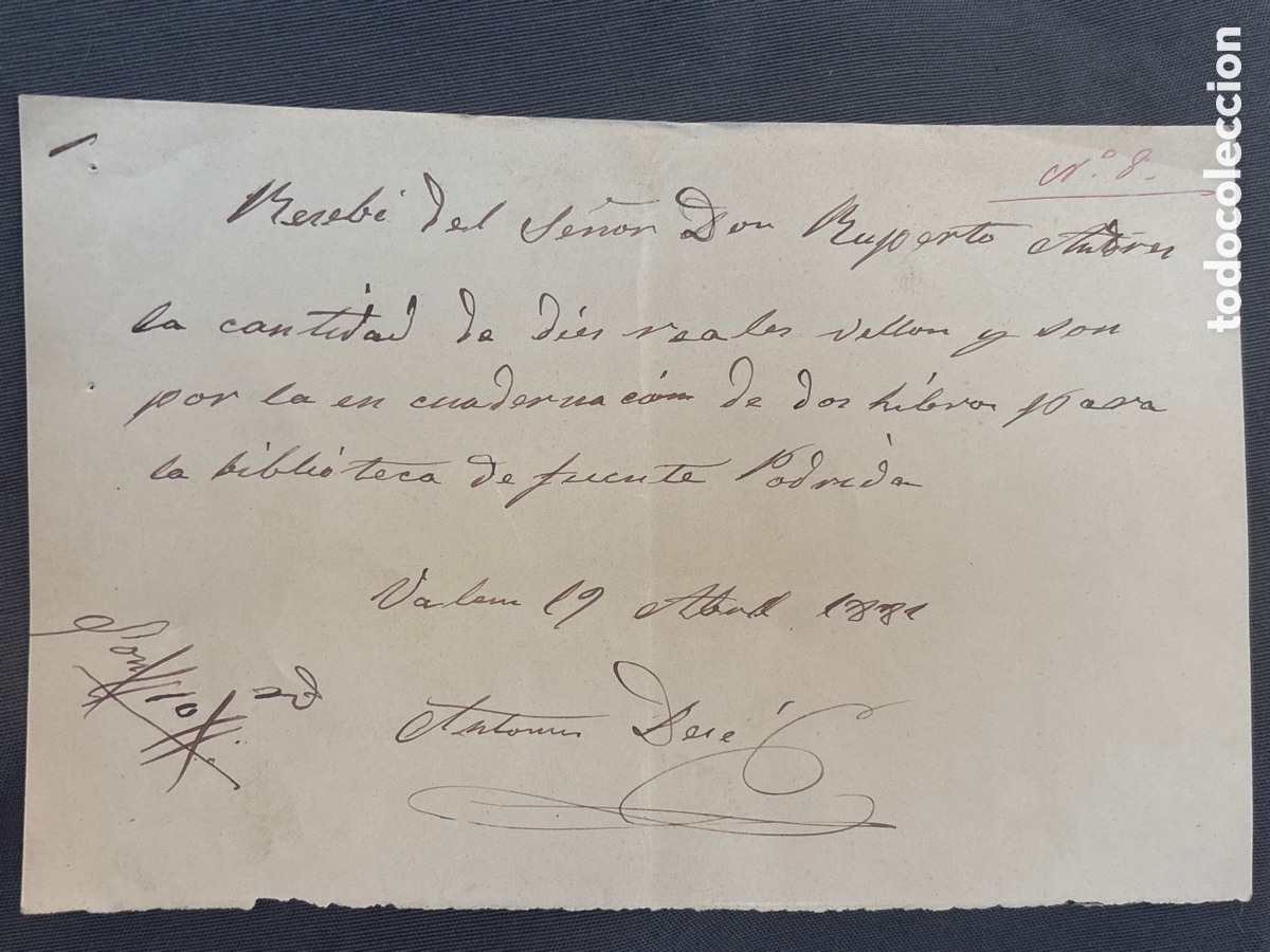 Faturas antigas: Valencia 1881 FACTURA de encuadernaci&oacute;n de LOS BA&Ntilde;OS DE FUENTE PODRIDA