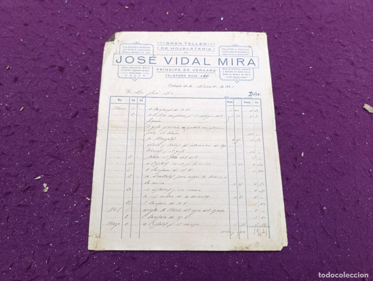 Facturas antiguas: AD1, Orihuela, 1929, Factura con membrete, Jos&eacute; Vidal Mira