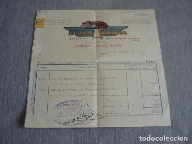 Facturas antiguas: MADRID AUTOS ADUANA FACTURA 1955