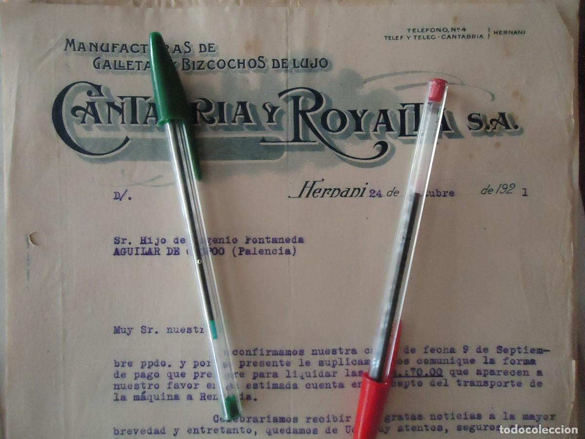 Facturas antiguas: galletas bizcocho cantabria royalta hernani 1921 san sebastian guipuzcoa hernaniarra pasteleria