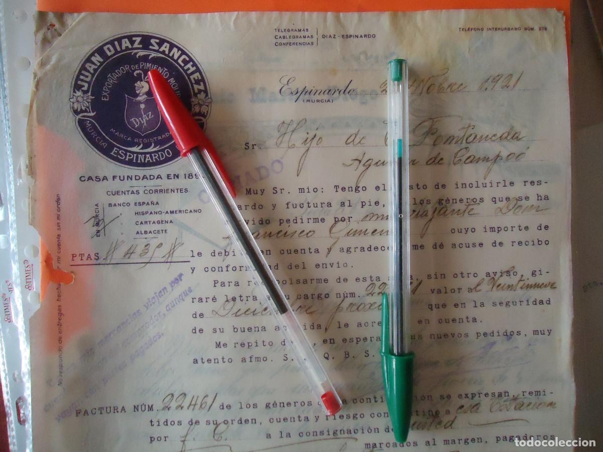 Facturas antiguas: diaz sanchez espinardo murcia pimenton azafran almendra murciana especias 1921