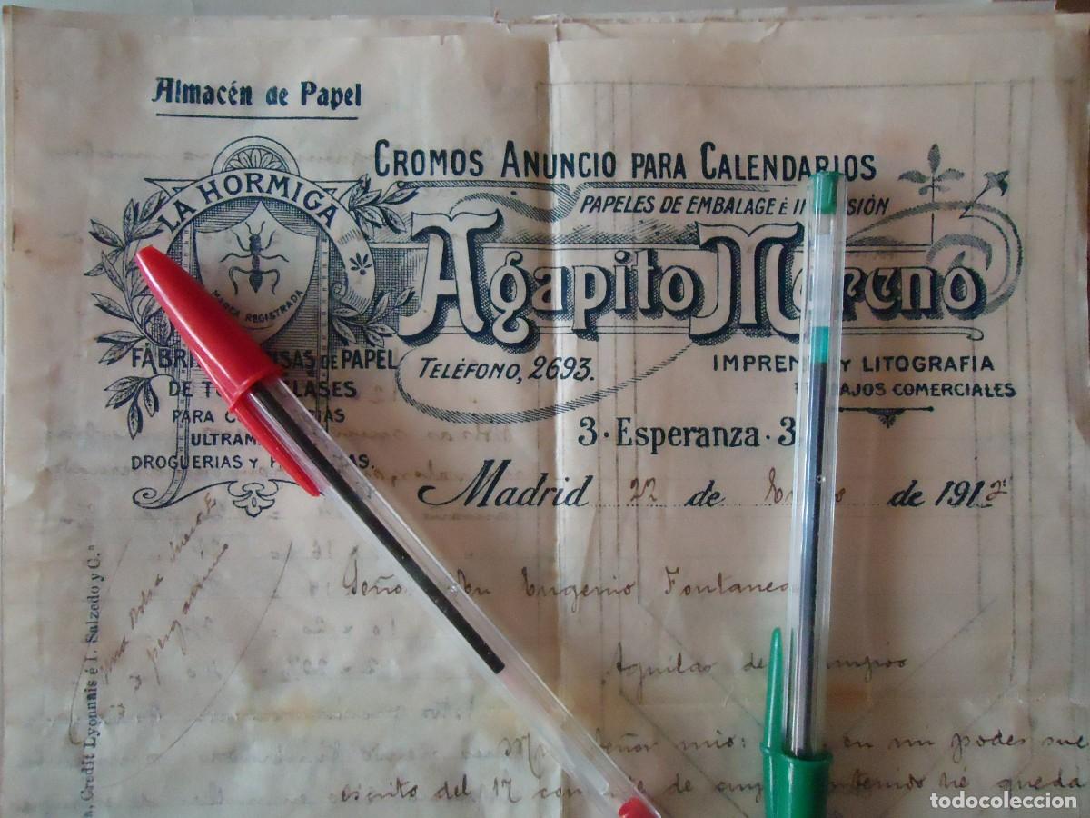 Facturas antiguas: imprenta la hormiga agapito moreno madrid 1919 papel cromos calendario artes graficas madrile&ntilde;o