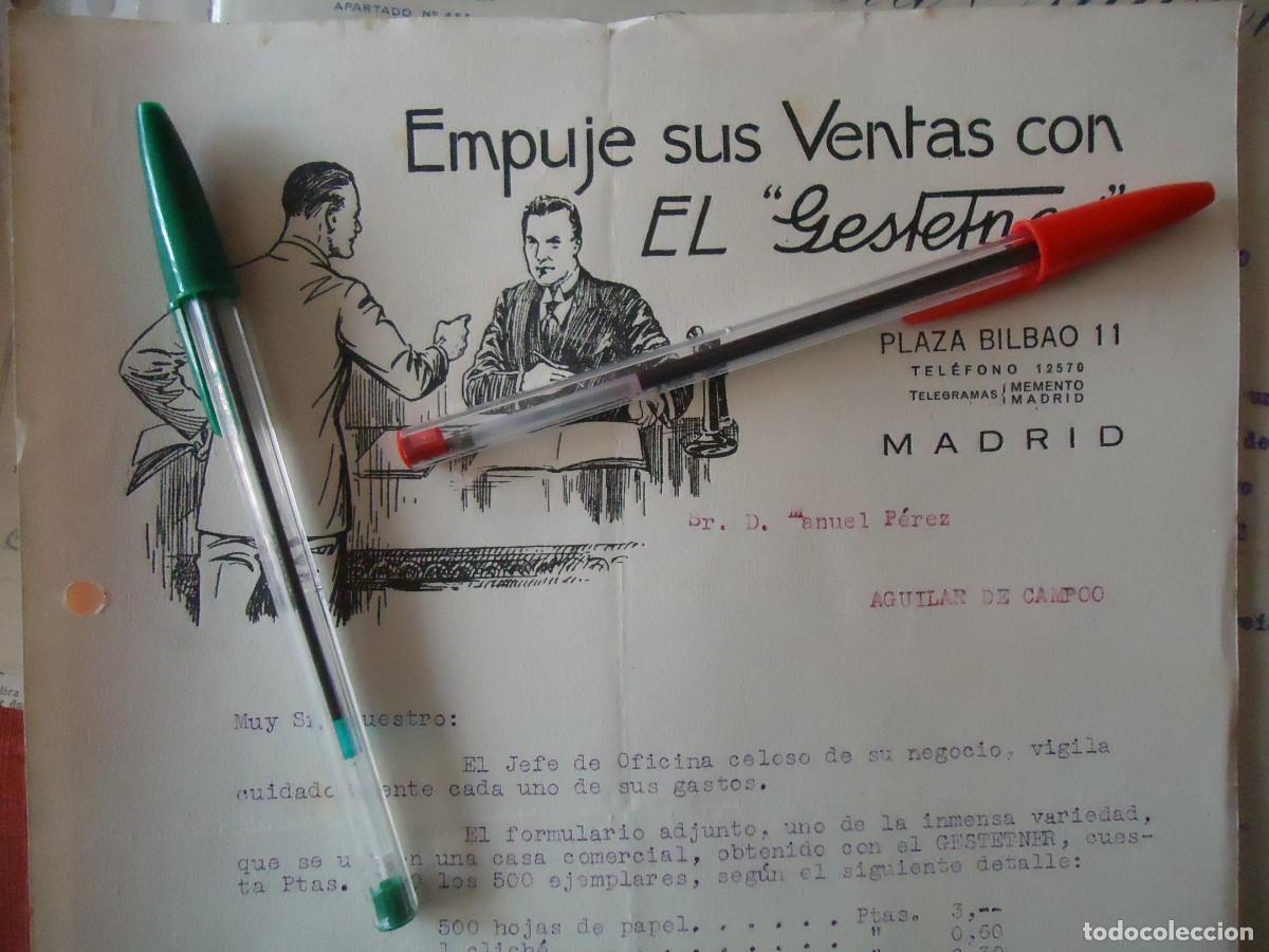 Facturas antiguas: imprenta gestetner plaza bilbao madrid 1920 impresora madrile&ntilde;o espa&ntilde;a artes graficas papel tinta