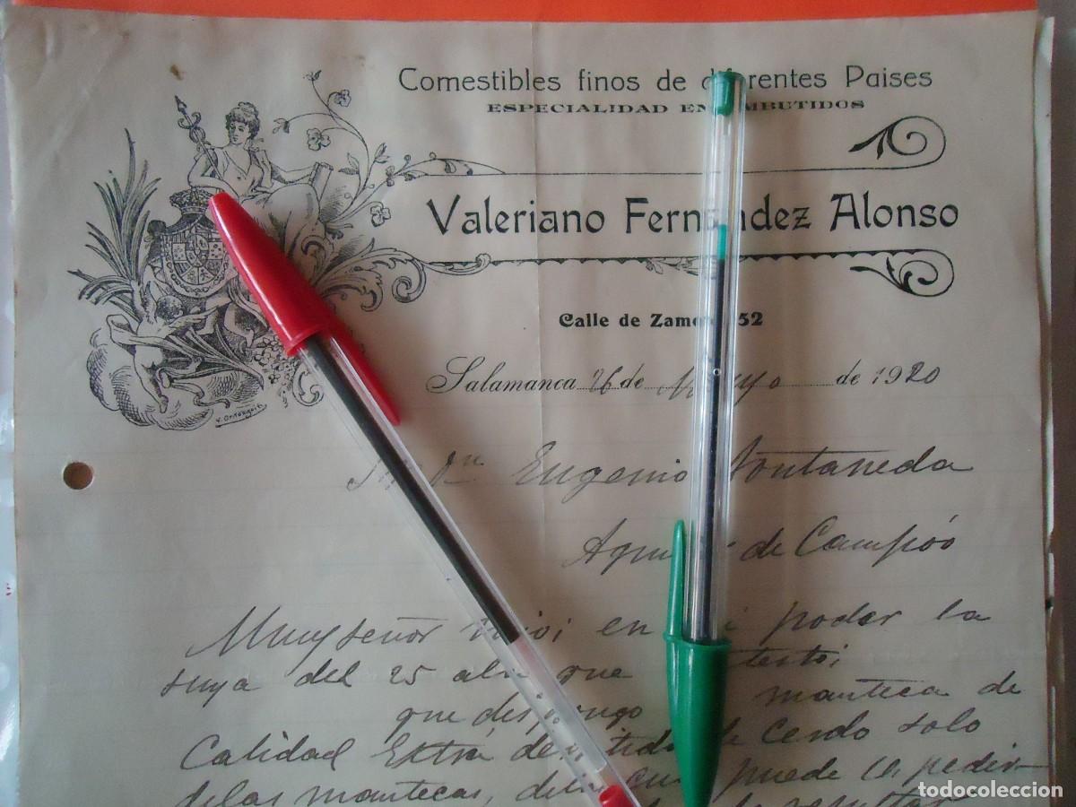 Facturas antiguas: valeriano fernandez embutido chorizo jamon cerdo porcino salamanca 1920 ultramarinos salmantino