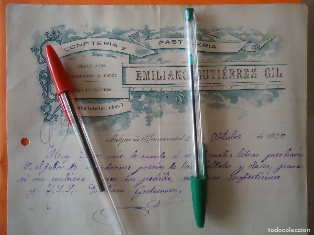 Facturas antiguas: emiliano gutierrez confiteria pasteleria chocolate cafe dulce burgos 1920 burgales castilla