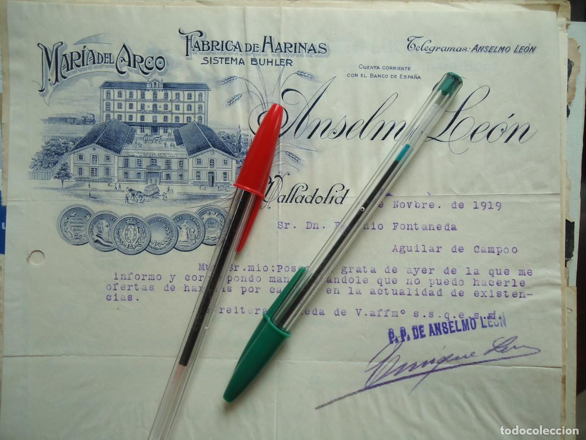Facturas antiguas: anselmo leon maria arco harina 1919 valladolid cereal castilla vallisoletano pucela trigo agricola