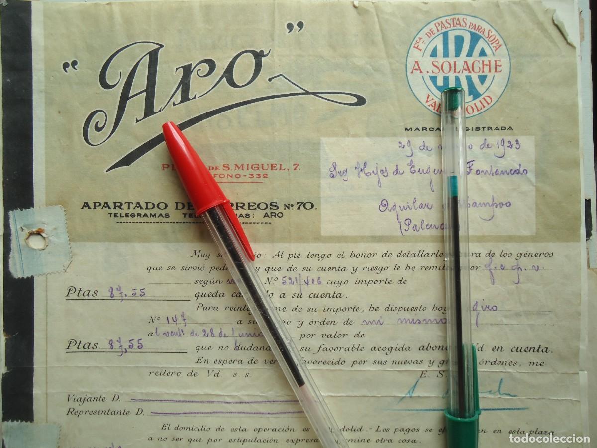 Facturas antiguas: pasta sopa aro solache valladolid 1923 vallisoletano pucela castilla castellano cereal macarron