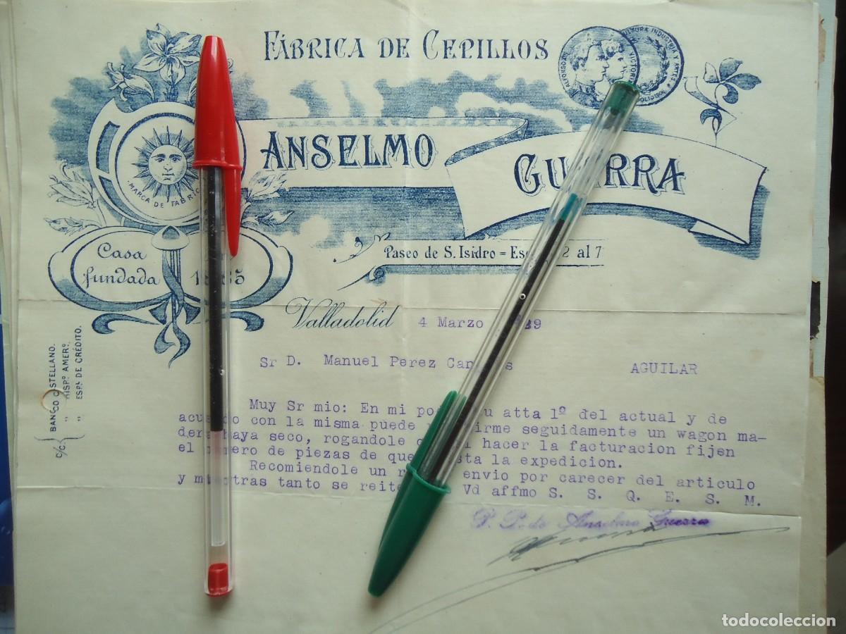 Facturas antiguas: fabrica cepillos anselmo guerra valladolid 1929 vallisoletano pucela castilla castellano escoba