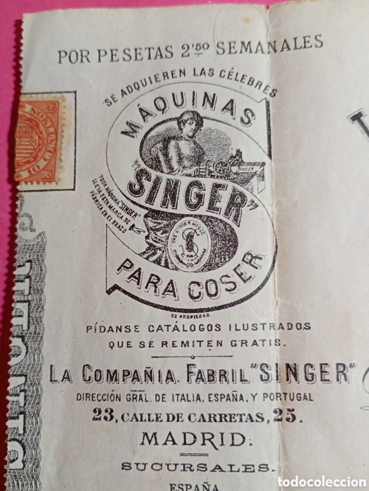 Facturas antiguas: SINGER DE NUEVA YORK FABRICA MAQUINAS DE COSER MAGNIFICA Y PRECIOSA FACTURA 1891 LA CAMPA&Ntilde;A, MADRID