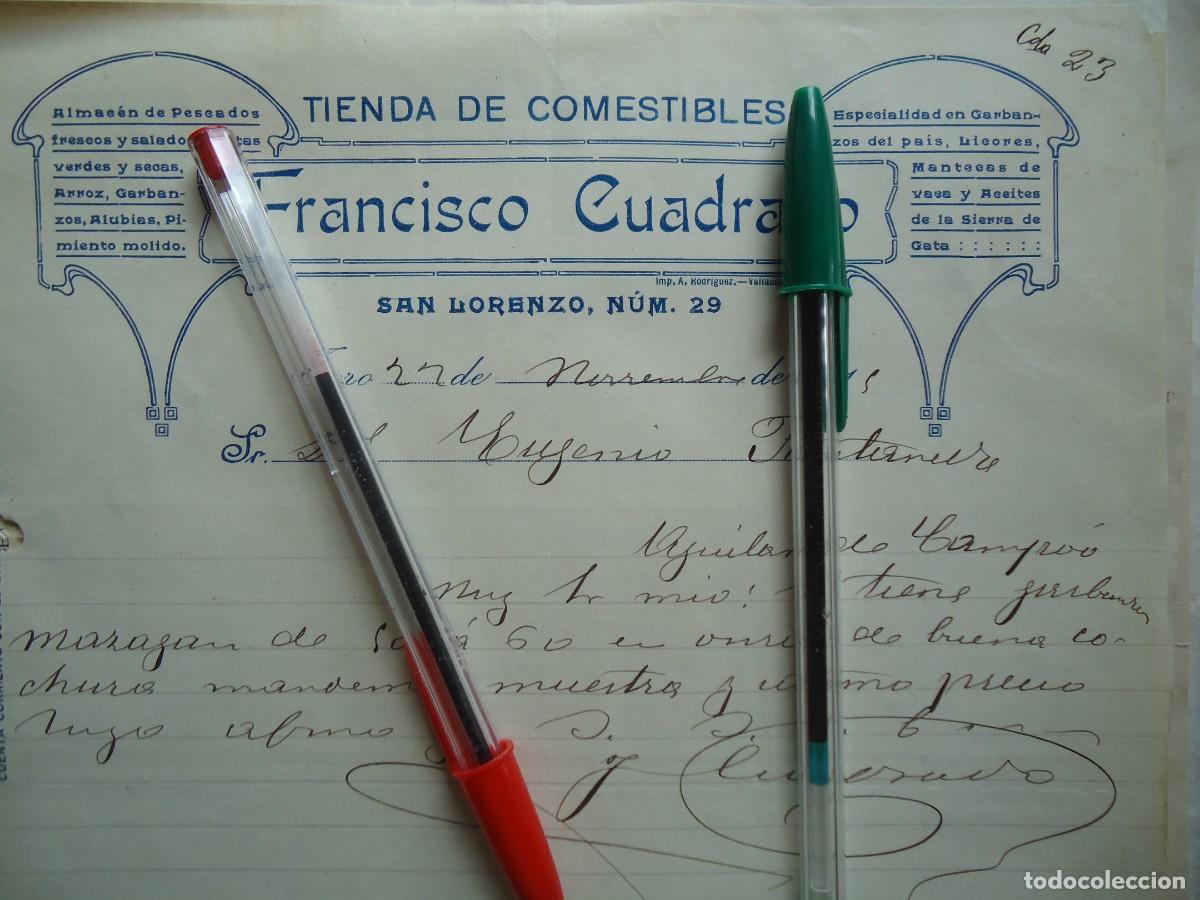 Facturas antiguas: toro zamora leon comestibles francisco cuadrado pescado arroz alubia garbanzo coloniales aceite