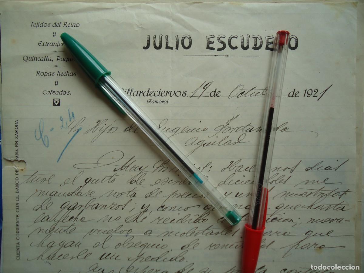 Facturas antiguas: villardeciervos zamora leon julio escudero 1921 tejido ropa calzado zapato moda tela vestido