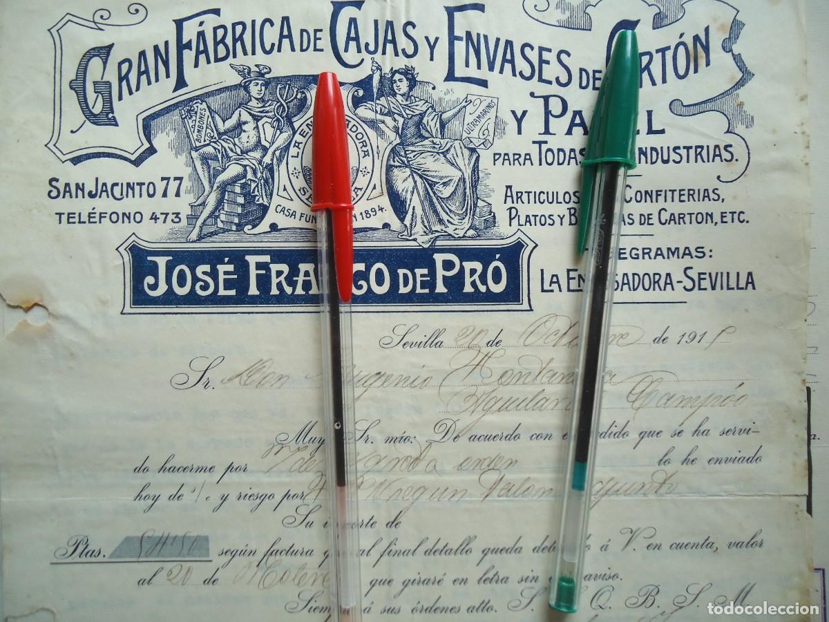 Facturas antiguas: cajas envases papel jose franco sevilla 1915 carton imprenta sevillano andalucia artes graficas