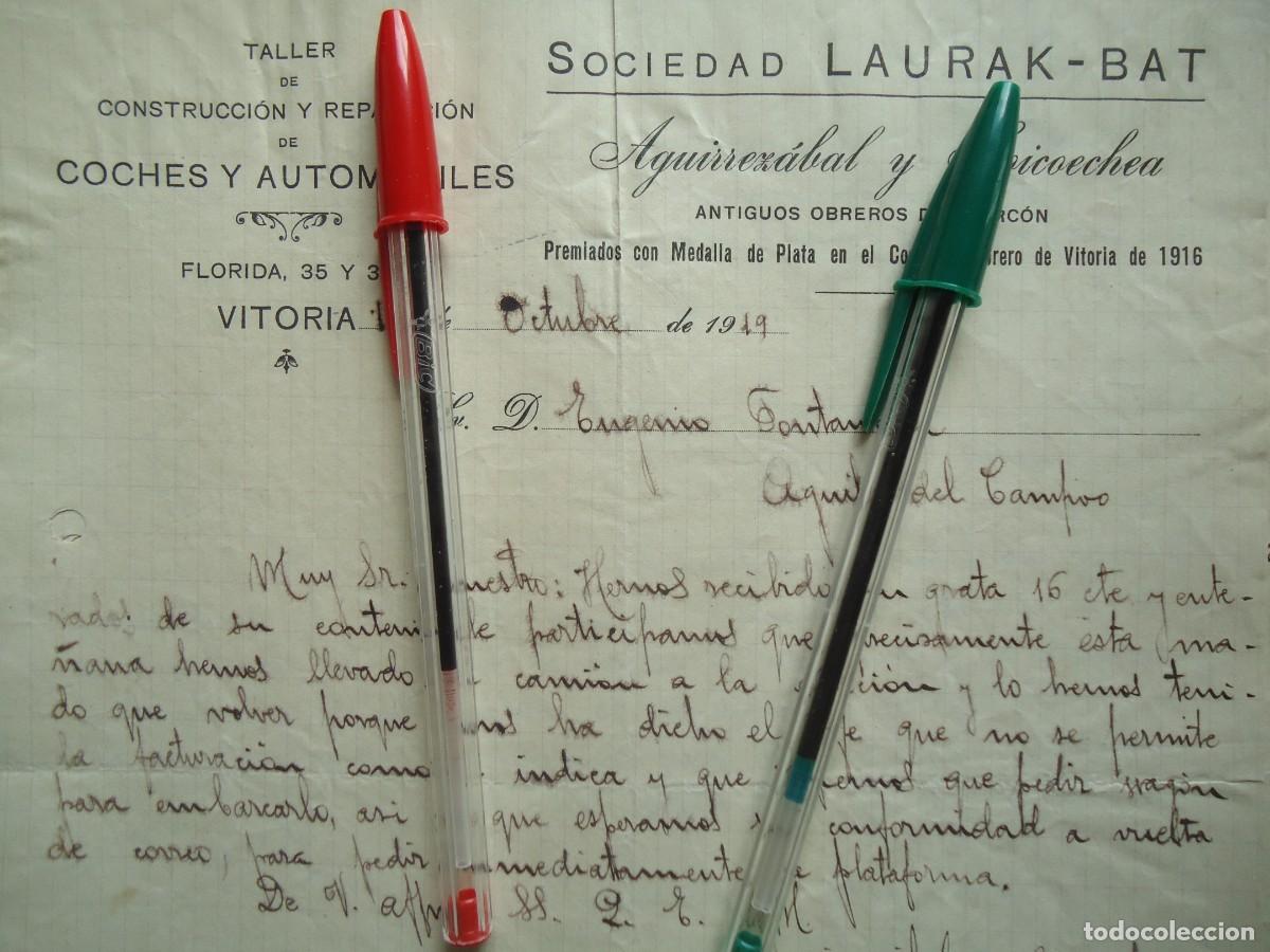 Facturas antiguas: coches automovil aguirrezabal goicoechea vitoria 1919 laurak bat vitoriano taller motor vehiculo