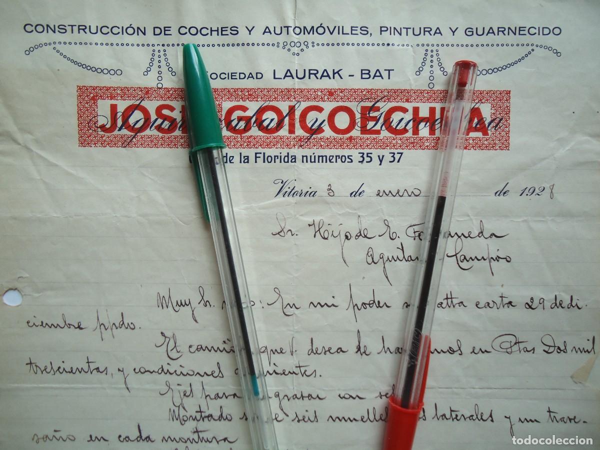 Facturas antiguas: coches automovil aguirrezabal goicoechea vitoria 1928 laurak bat vitoriano taller motor vehiculo