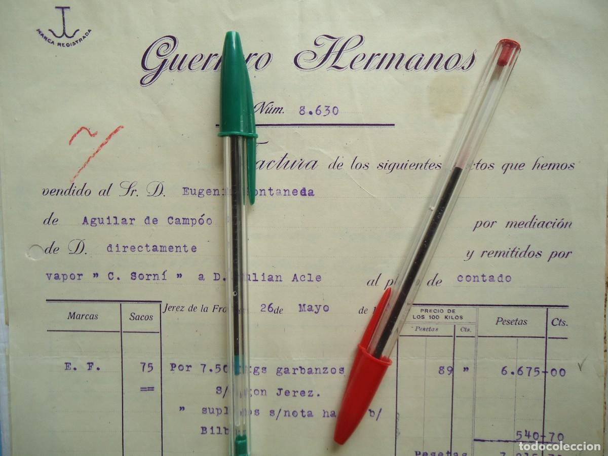 Facturas antiguas: guerrero hermanos jerez frontera cadiz 1919 andaluz garbanzo legumbre alubia andalucia gaditano